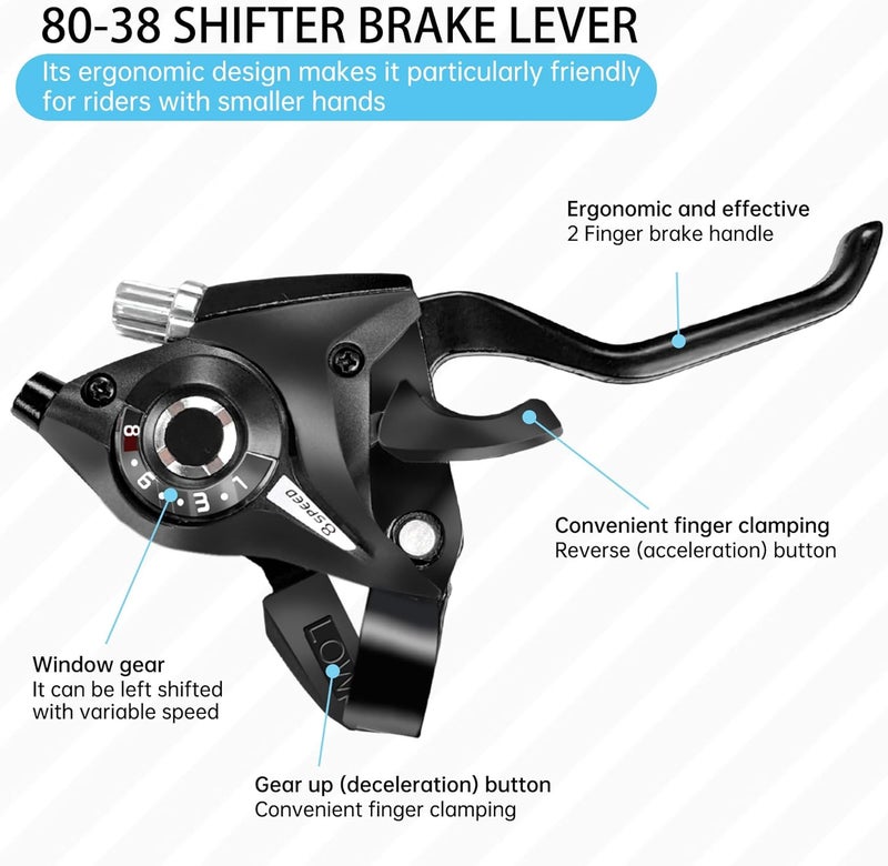 PATHGNAR Bike Shifter 24 Speed Brake and Shift Lever with Gear Indicator and V Brake Cable for Mountain Road Bicycle - Image 3